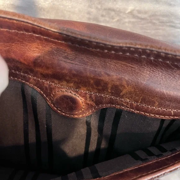 FRYE Melissa Saddle Bag Leather Cognac Crossbody - Picture 9 of 16